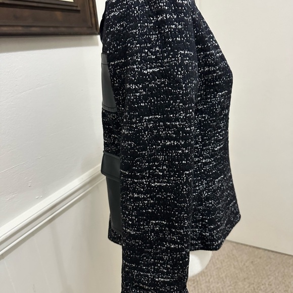 Calvin Klein Black Tweed Snap Button Black Lined Pockets Jacket P5027 - Picture 3 of 6